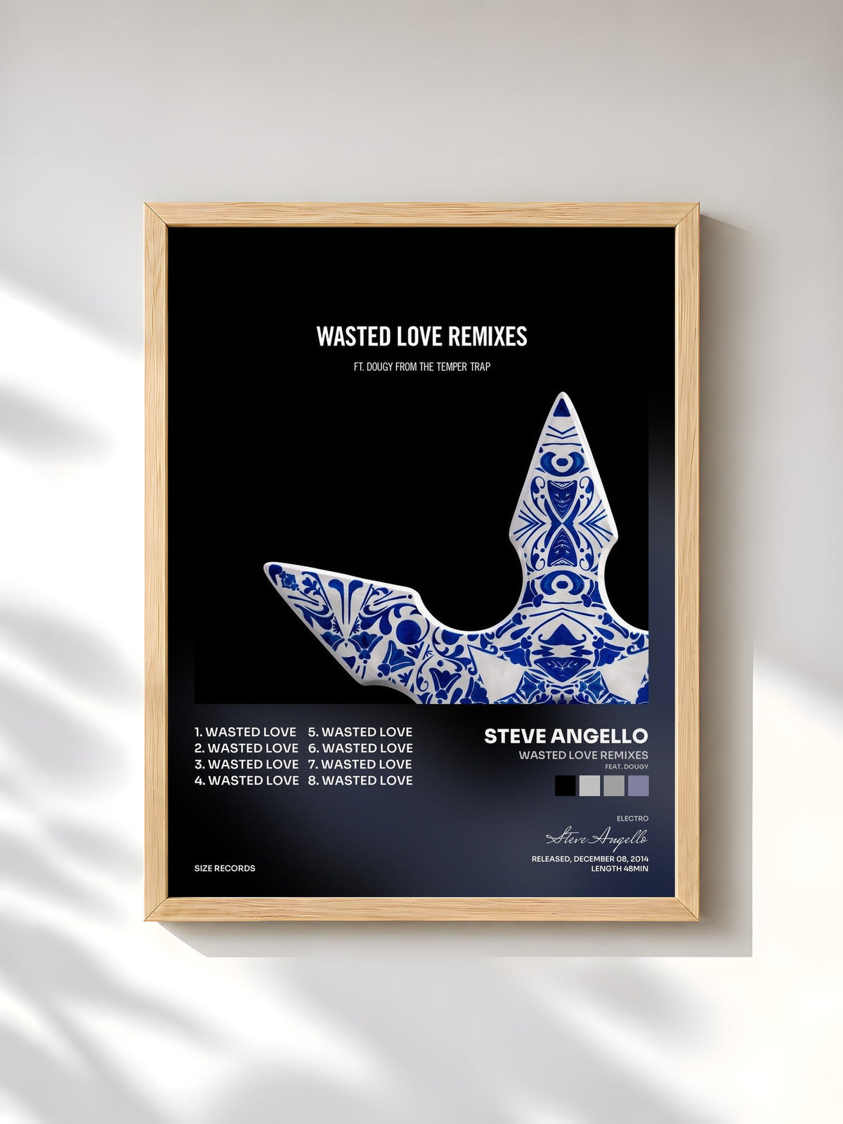 #bois Tableau de l'album Wasted Love Remixes (feat. Dougy) de Steve Angello, cadre en bois brut, imprimé et encadré en France