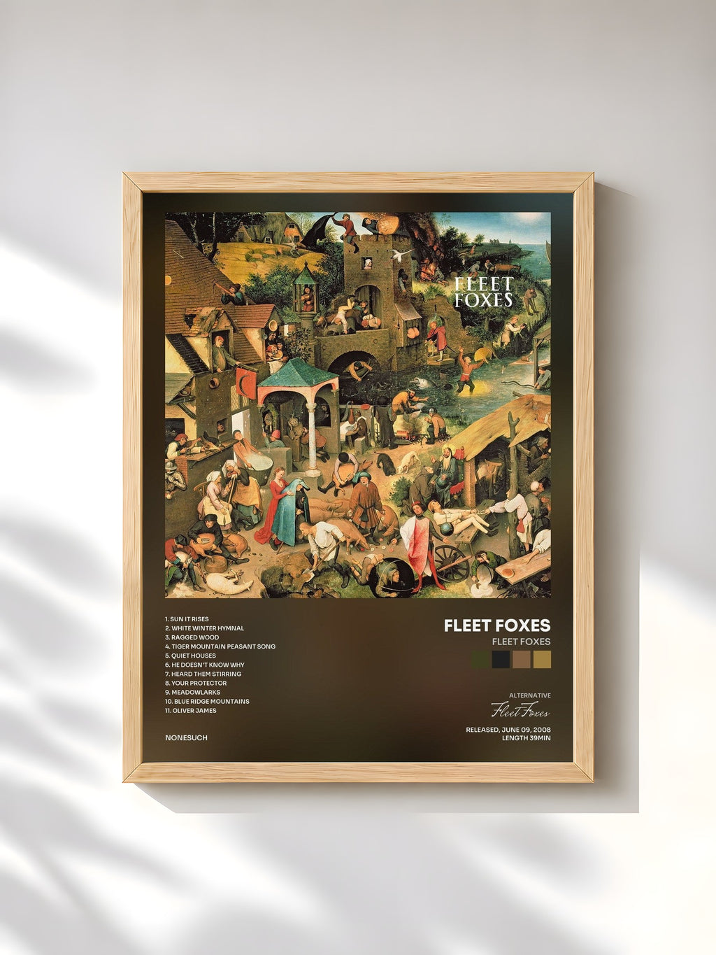 #bois Tableau de l'album Fleet Foxes de Fleet Foxes, cadre en bois brut, imprimé et encadré en France