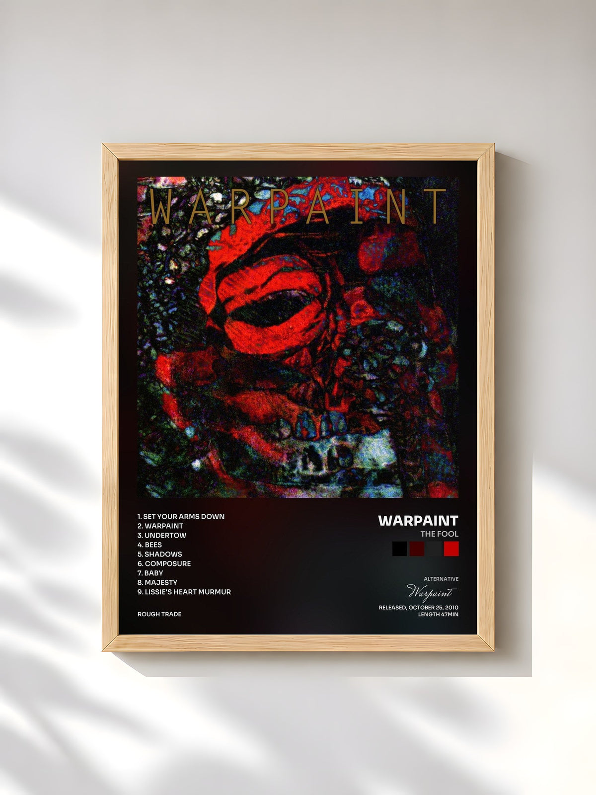 #bois Tableau de l'album The Fool de Warpaint, cadre en bois brut, imprimé et encadré en France