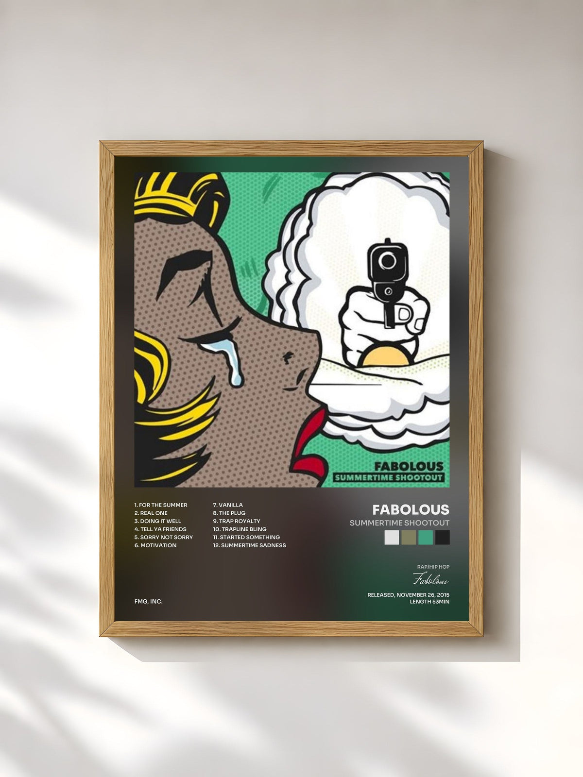 #bois Tableau de l'album Summertime Shootout de Fabolous, cadre en bois brut, imprimé et encadré en France