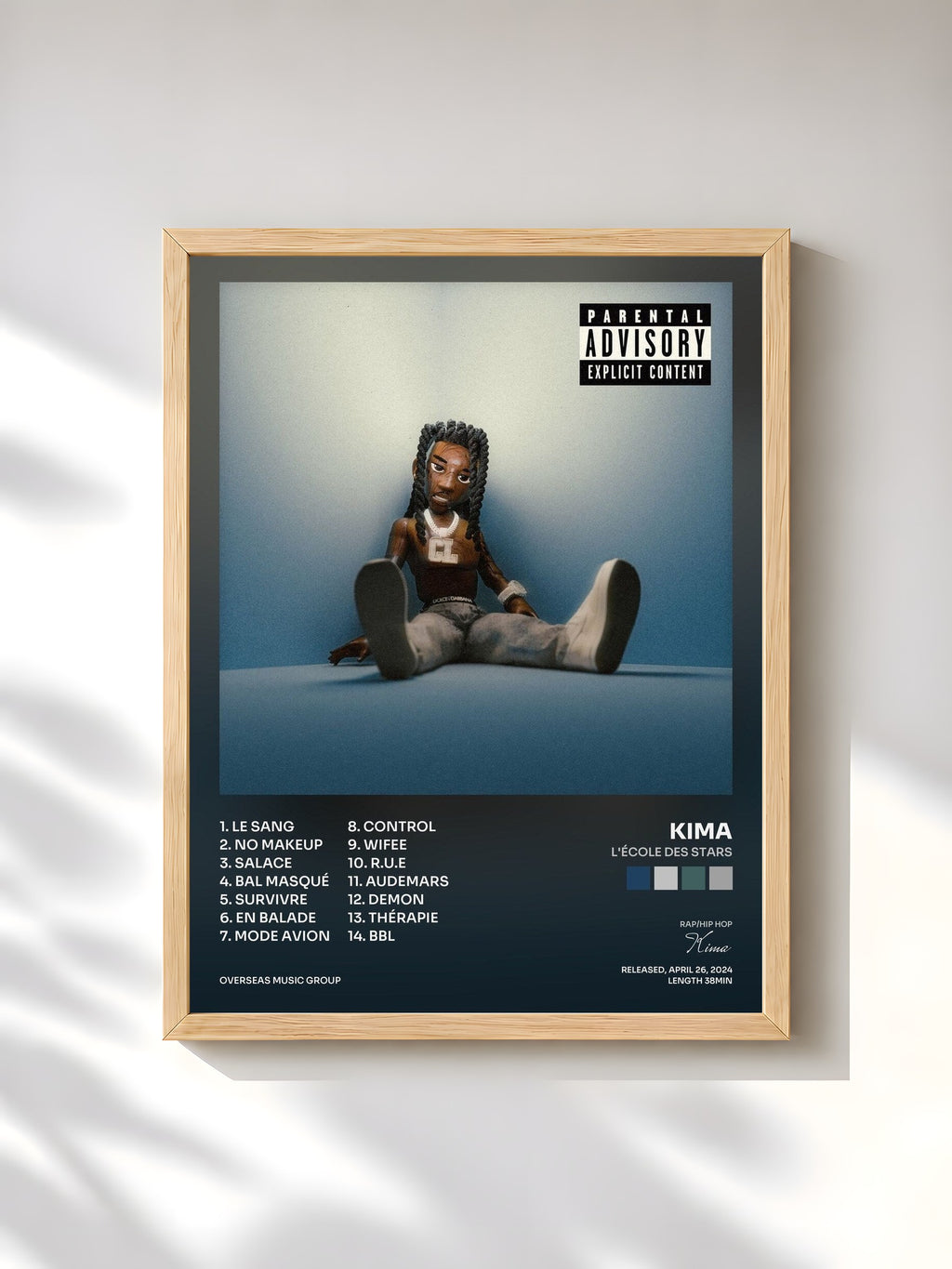 #bois Tableau de l'album L'école des Stars de Kima, cadre en bois brut, imprimé et encadré en France