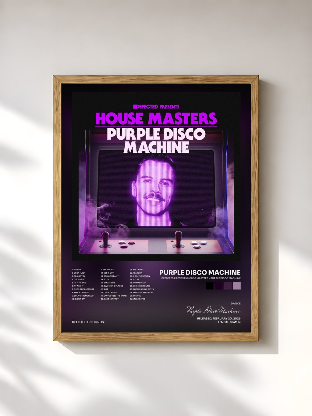 #bois Tableau de l'album Defected presents House Masters - Purple Disco Machine de Purple Disco Machine, cadre en bois brut, imprimé et encadré en France