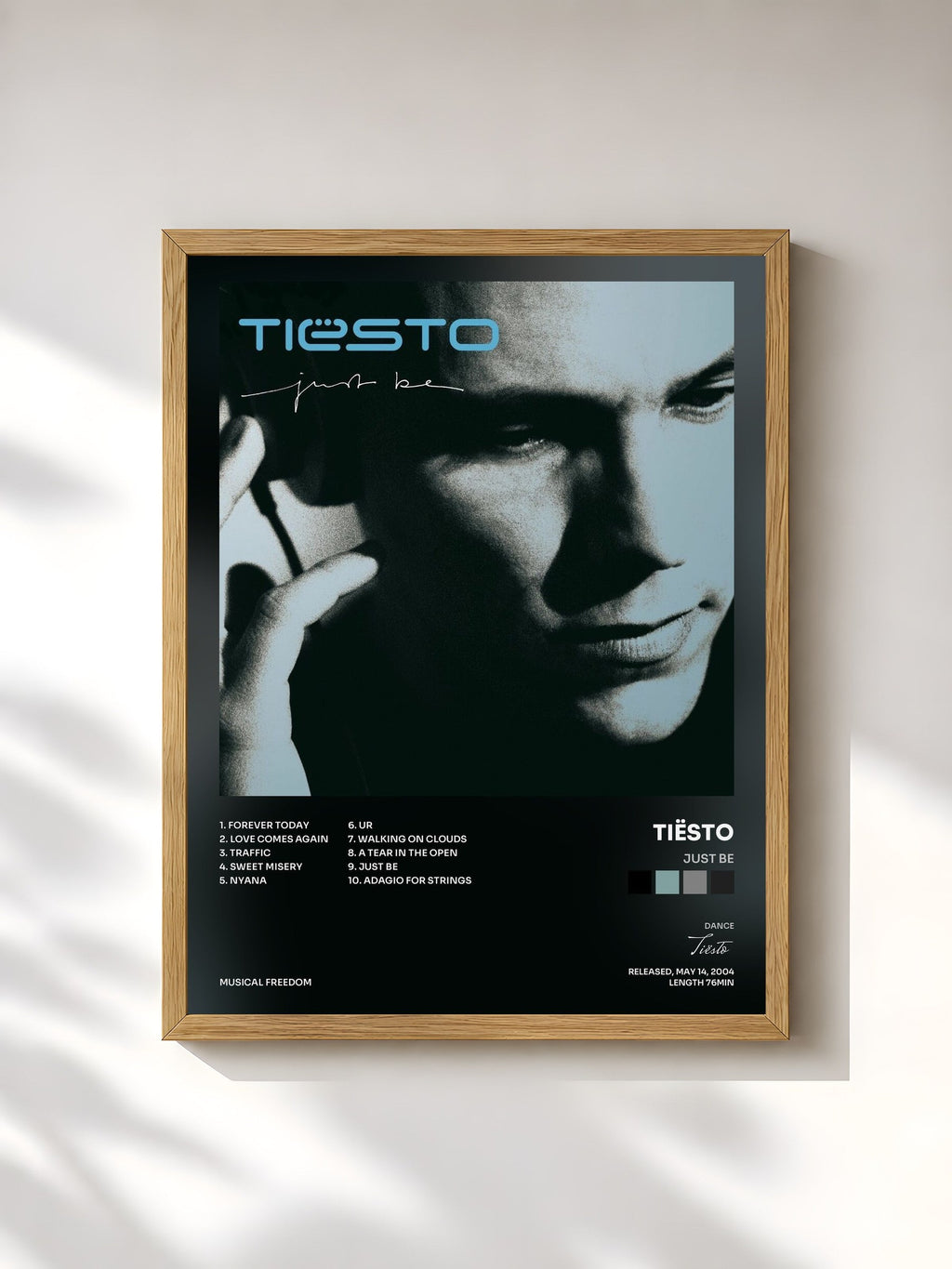 #bois Tableau de l'album Just Be de Tiësto, cadre en bois brut, imprimé et encadré en France