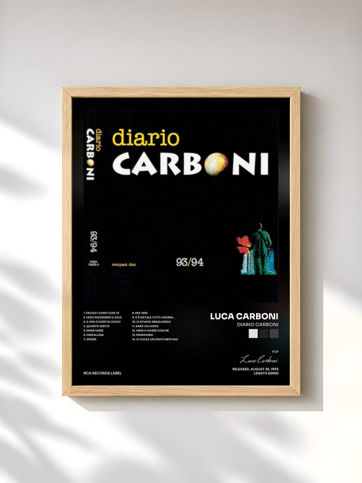 #bois Tableau de l'album Diario Carboni de Luca Carboni, cadre en bois brut, imprimé et encadré en France