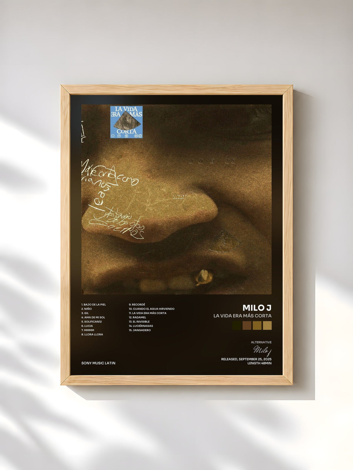 #bois Tableau de l'album La Vida Era Más Corta de Milo j, cadre en bois brut, imprimé et encadré en France
