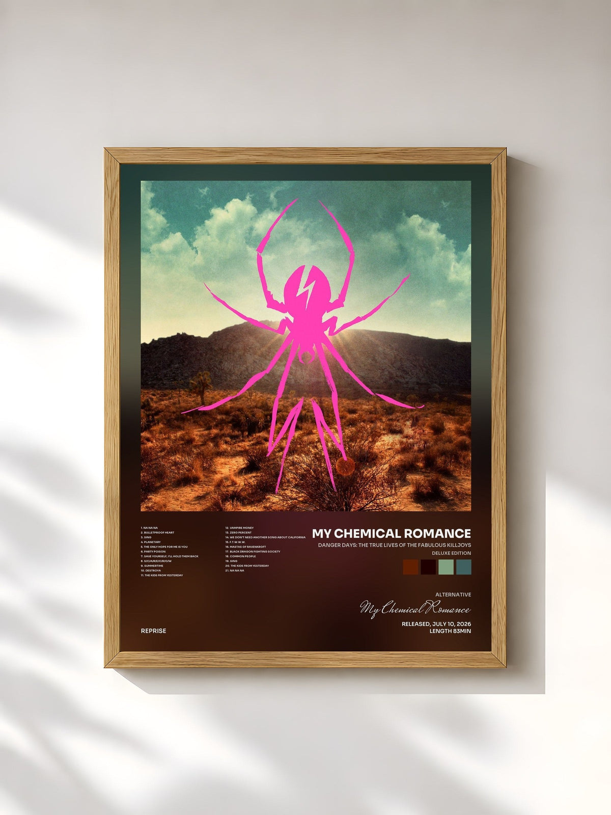 #bois Tableau de l'album Danger Days: The True Lives of the Fabulous Killjoys (Deluxe Edition) de My Chemical Romance, cadre en bois brut, imprimé et encadré en France