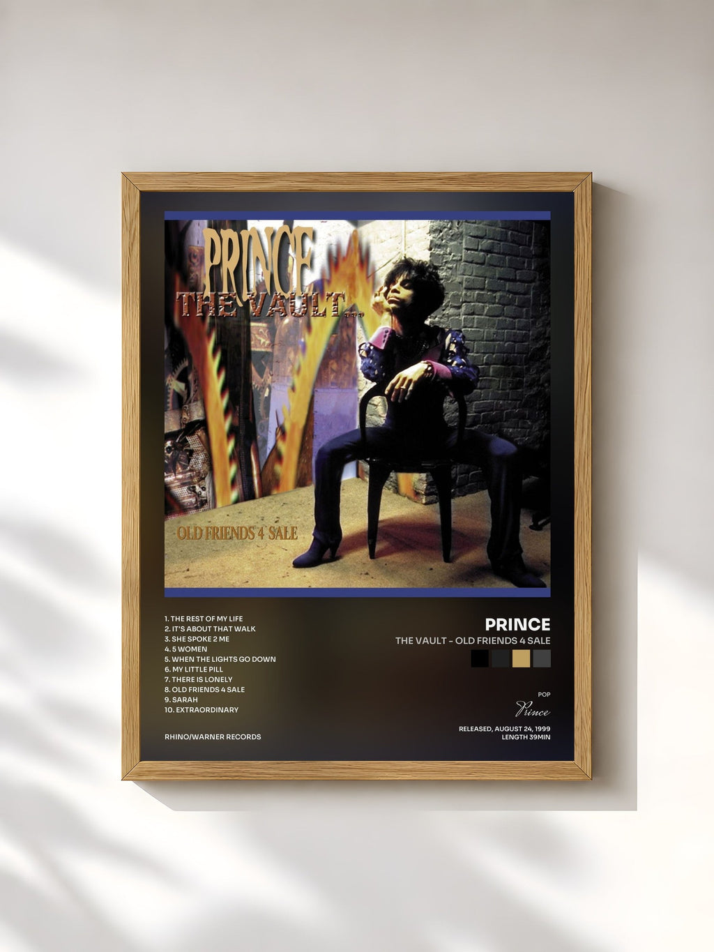 #bois Tableau de l'album The Vault - Old Friends 4 Sale de Prince, cadre en bois brut, imprimé et encadré en France