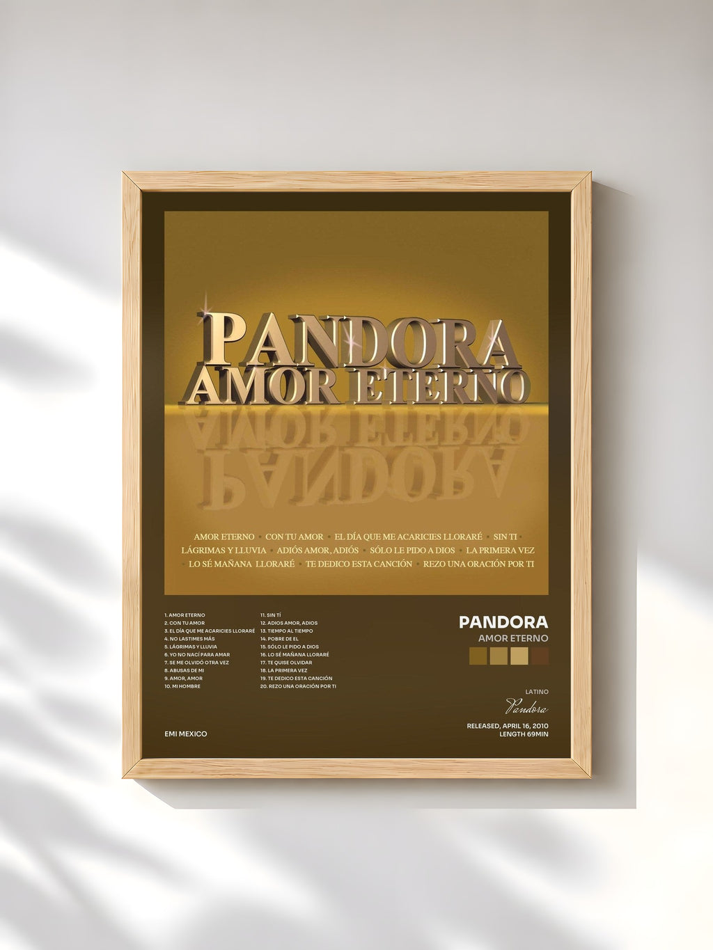 #bois Tableau de l'album Amor Eterno de Pandora, cadre en bois brut, imprimé et encadré en France