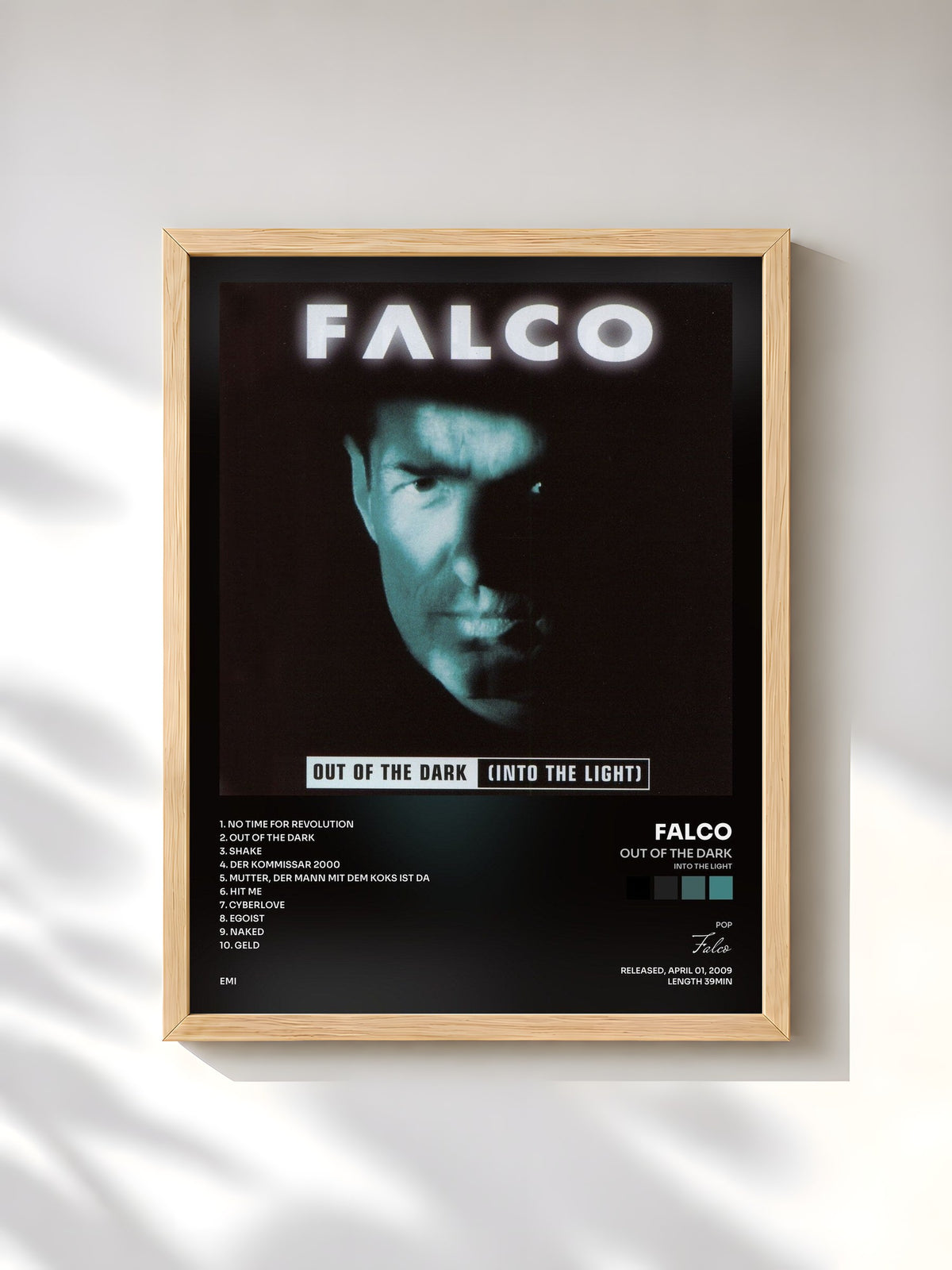 #bois Tableau de l'album Out Of The Dark (Into The Light) de Falco, cadre en bois brut, imprimé et encadré en France