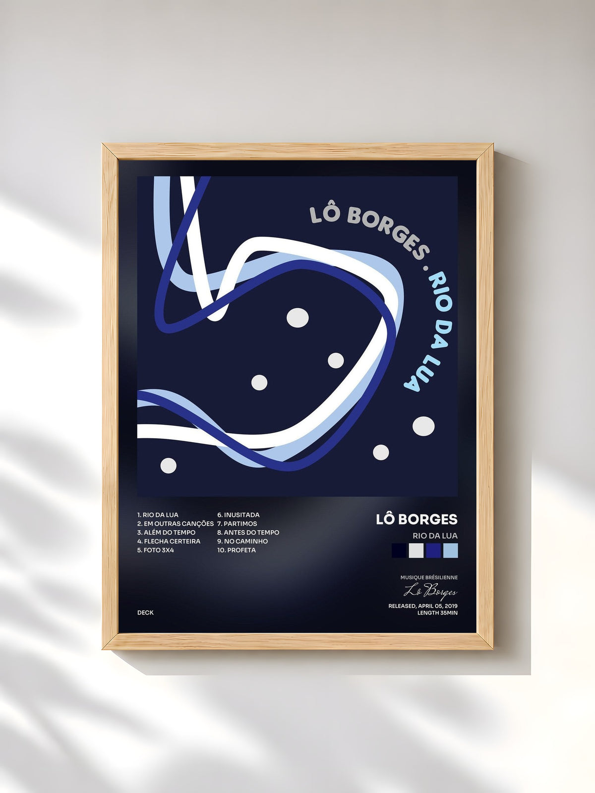 #bois Tableau de l'album Rio da Lua de Lô Borges, cadre en bois brut, imprimé et encadré en France