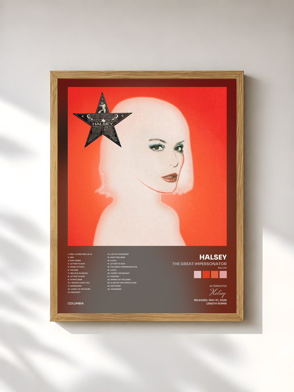 #bois Tableau de l'album The Great Impersonator (Deluxe) de Halsey, cadre en bois brut, imprimé et encadré en France