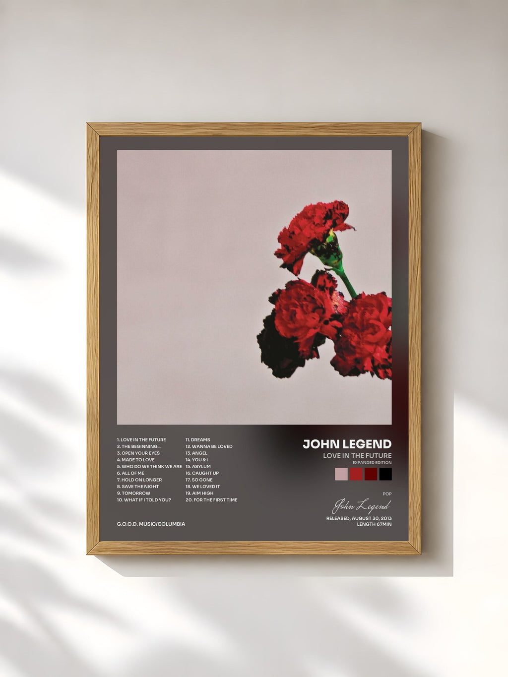 #bois Tableau de l'album Love In The Future (Expanded Edition) de John Legend, cadre en bois brut, imprimé et encadré en France