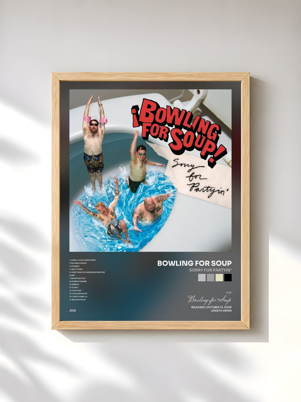 #bois Tableau de l'album Sorry For Partyin' de Bowling for Soup, cadre en bois brut, imprimé et encadré en France