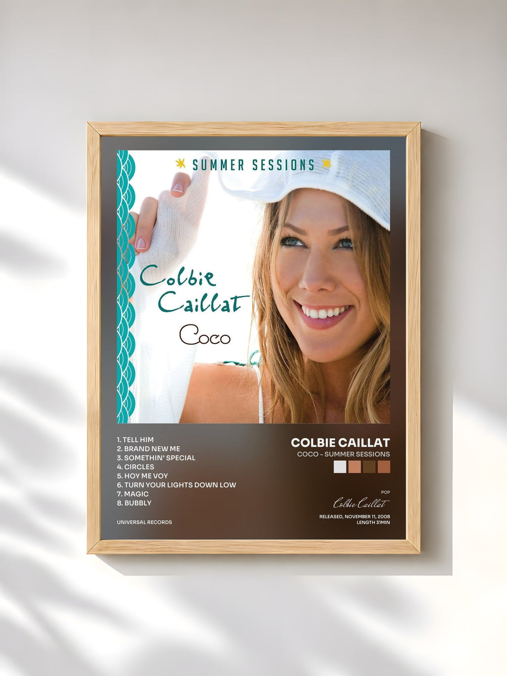 #bois Tableau de l'album Coco - Summer Sessions de Colbie Caillat, cadre en bois brut, imprimé et encadré en France