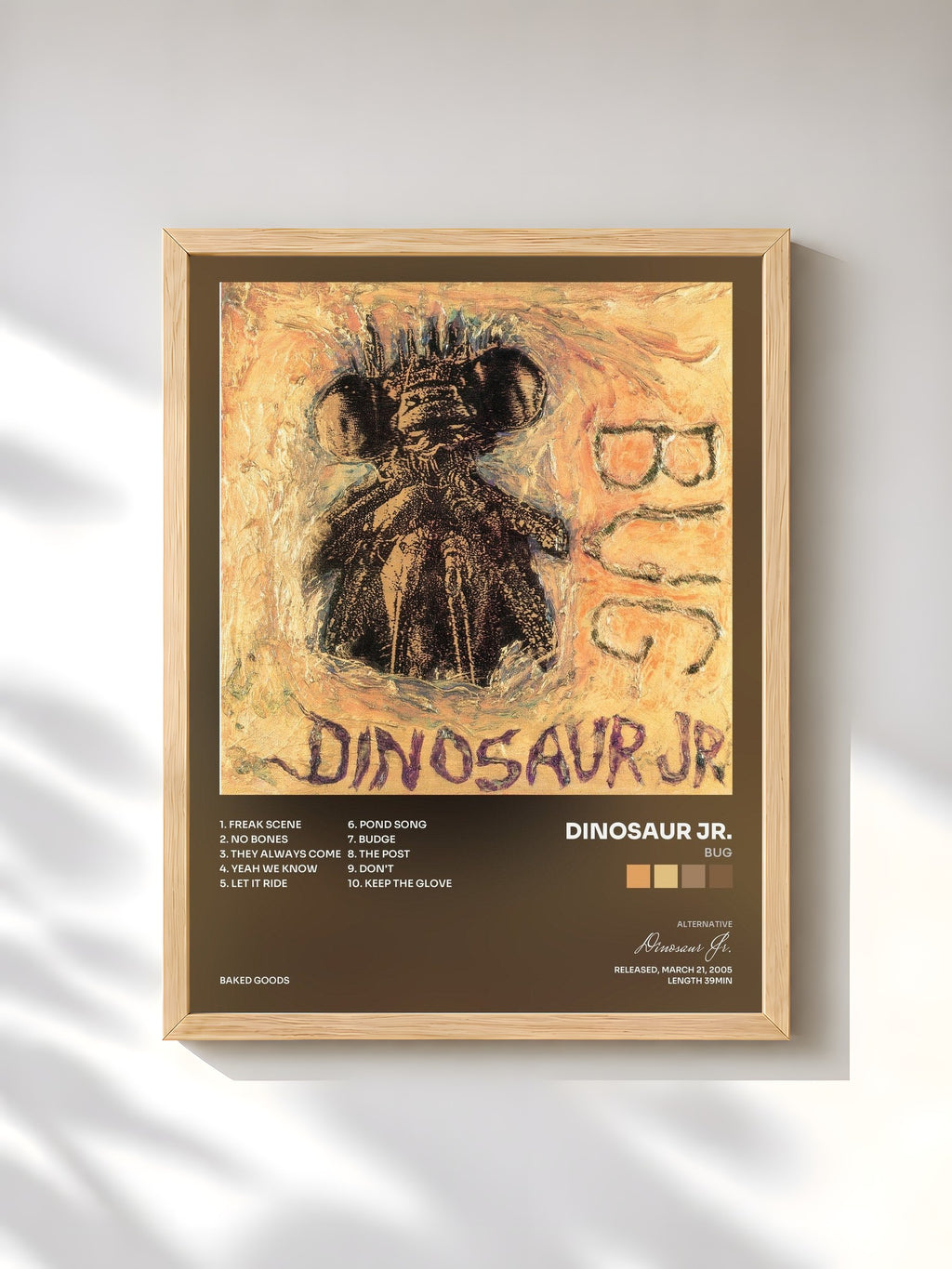 #bois Tableau de l'album Bug de Dinosaur Jr., cadre en bois brut, imprimé et encadré en France