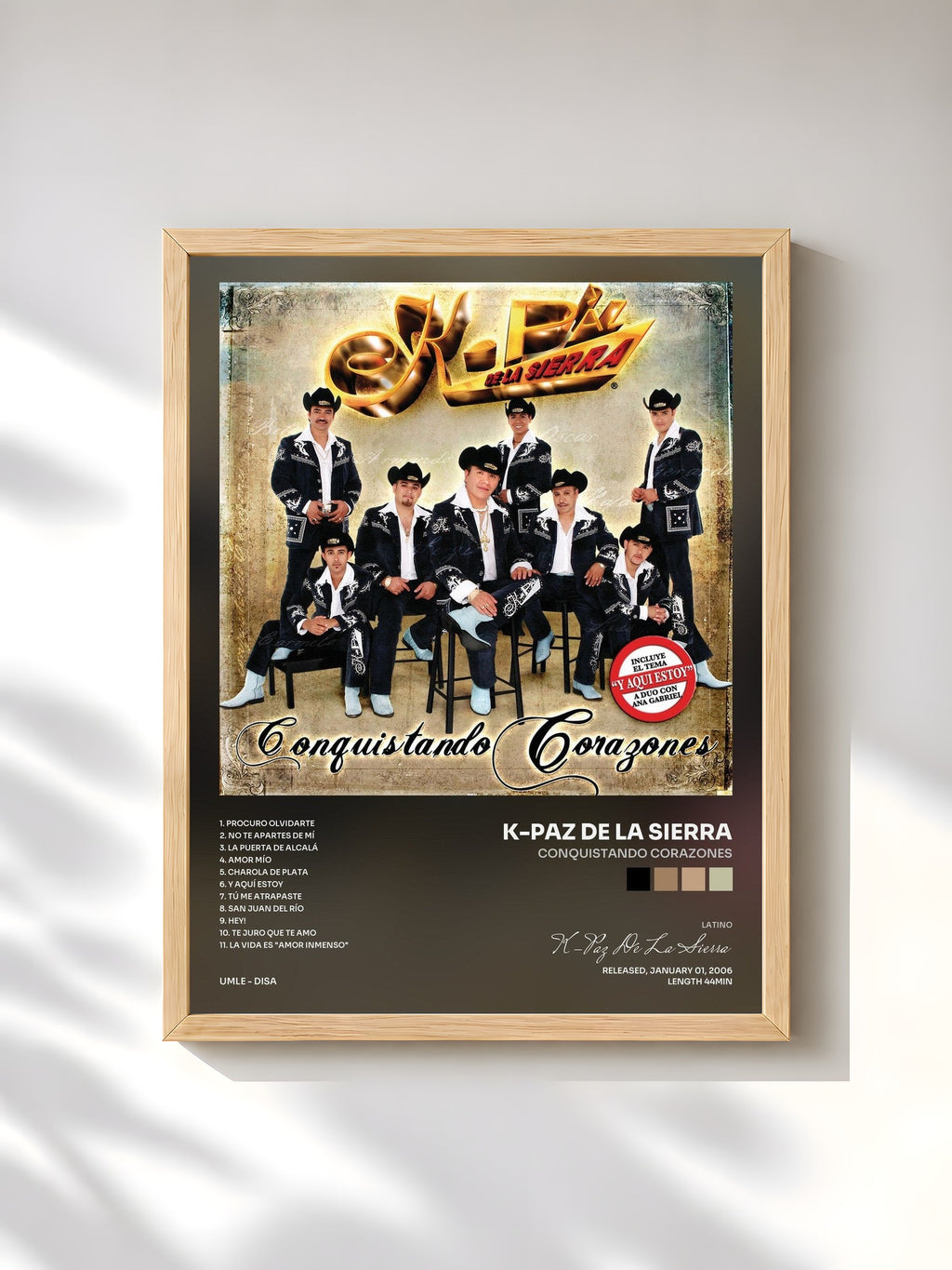 #bois Tableau de l'album Conquistando Corazones de K-Paz De La Sierra, cadre en bois brut, imprimé et encadré en France
