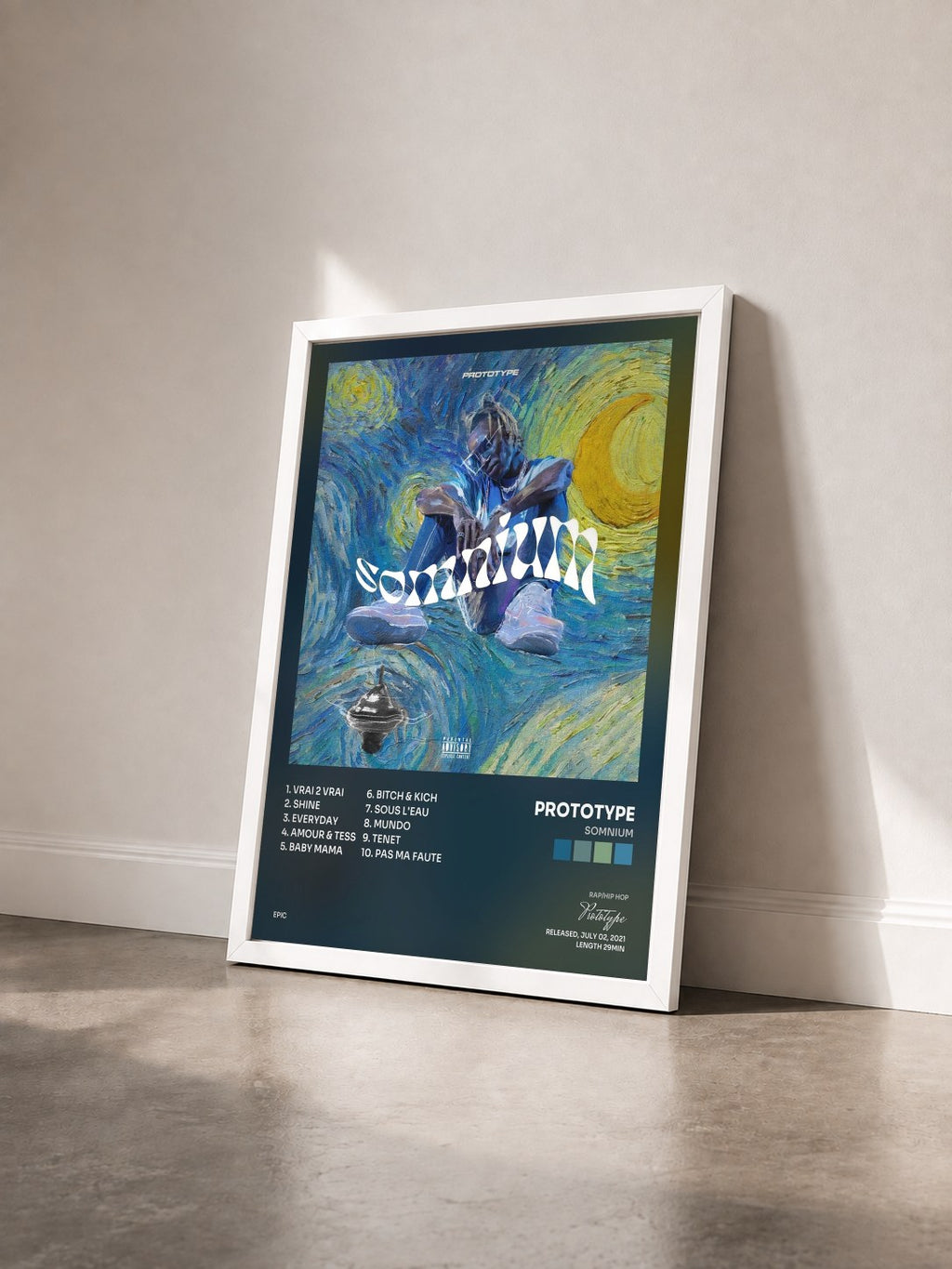 #blanc Tableau de l'album Somnium de Prototype vu de trois quarts, cadre blanc
