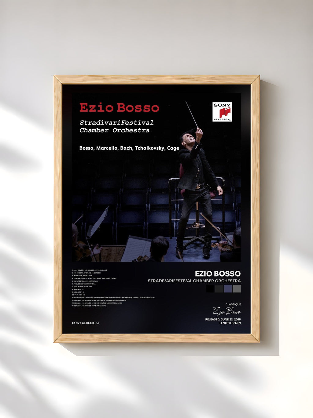 #bois Tableau de l'album StradivariFestival Chamber Orchestra de Ezio Bosso, cadre en bois brut, imprimé et encadré en France