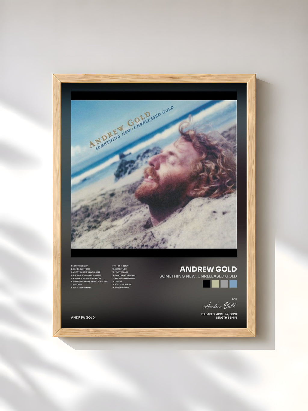 #bois Tableau de l'album Something New: Unreleased Gold de Andrew Gold, cadre en bois brut, imprimé et encadré en France