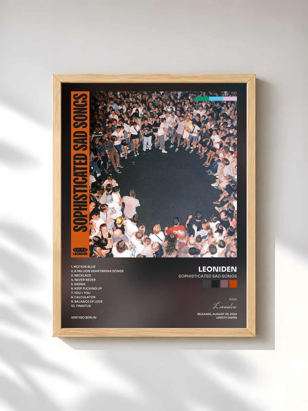 #bois Tableau de l'album Sophisticated Sad Songs de Leoniden, cadre en bois brut, imprimé et encadré en France