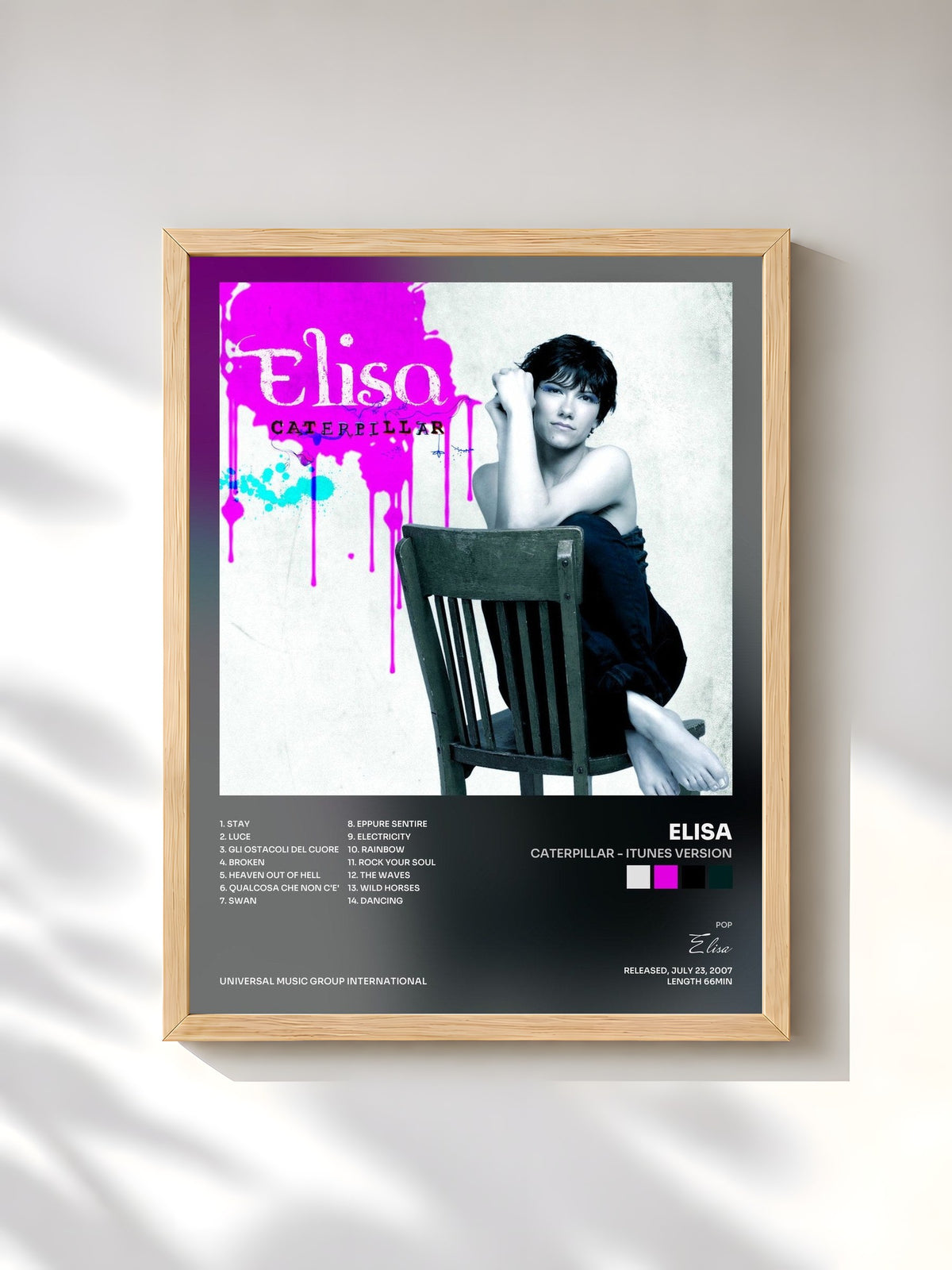 #bois Tableau de l'album Caterpillar - iTunes Version de Elisa, cadre en bois brut, imprimé et encadré en France