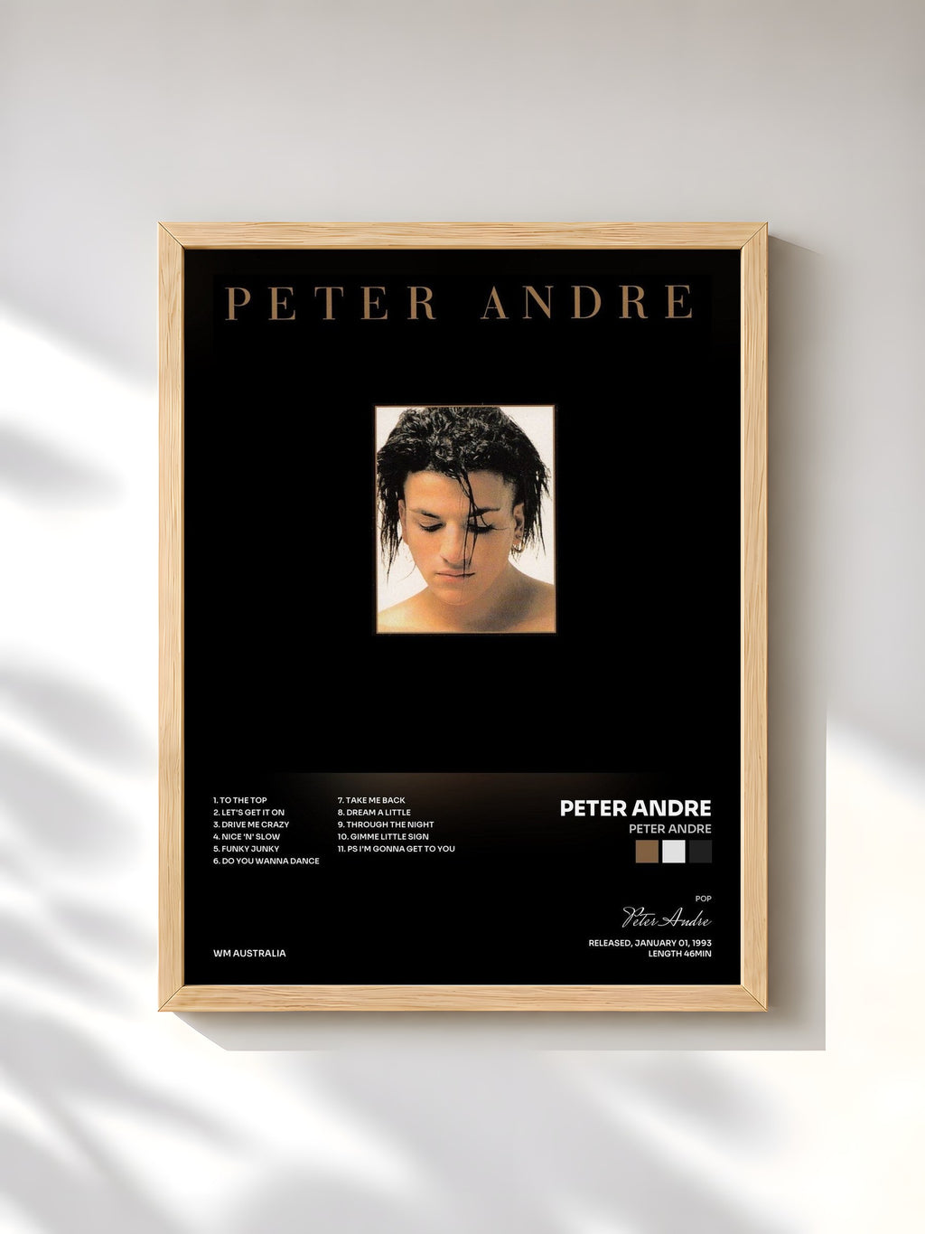 #bois Tableau de l'album Peter Andre de Peter Andre, cadre en bois brut, imprimé et encadré en France