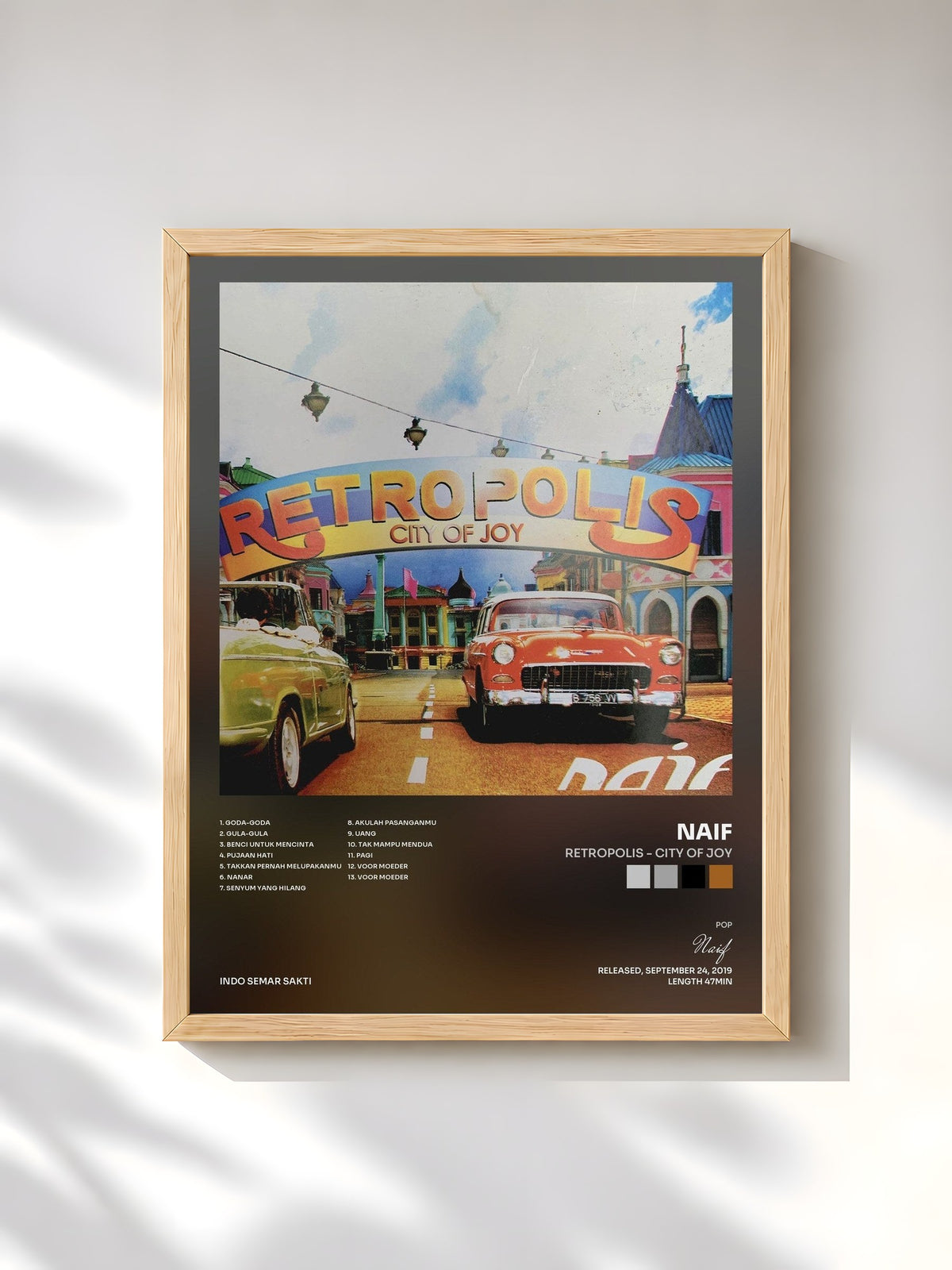 #bois Tableau de l'album Retropolis - City Of Joy de Naif, cadre en bois brut, imprimé et encadré en France