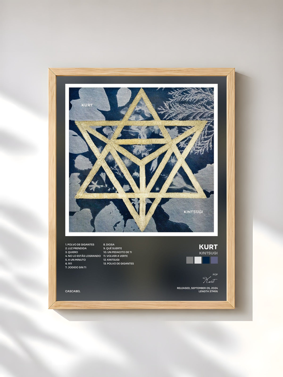 #bois Tableau de l'album Kintsugi de Kurt, cadre en bois brut, imprimé et encadré en France
