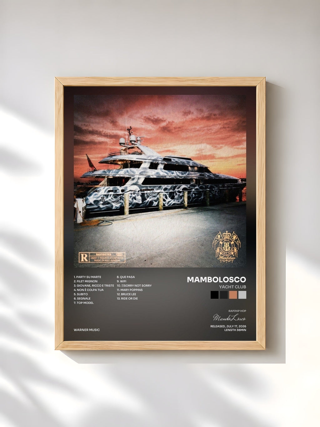 #bois Tableau de l'album YACHT CLUB de MamboLosco, cadre en bois brut, imprimé et encadré en France