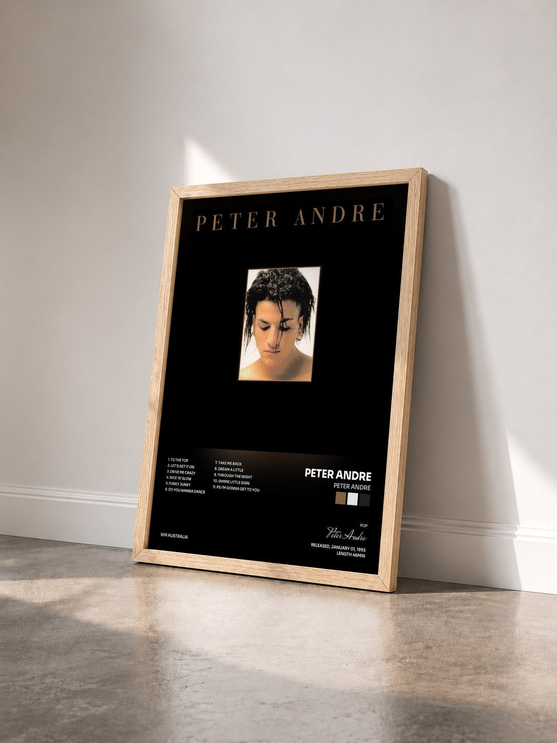 #bois Tableau de l'album Peter Andre de Peter Andre vu de trois quarts, cadre en bois brut