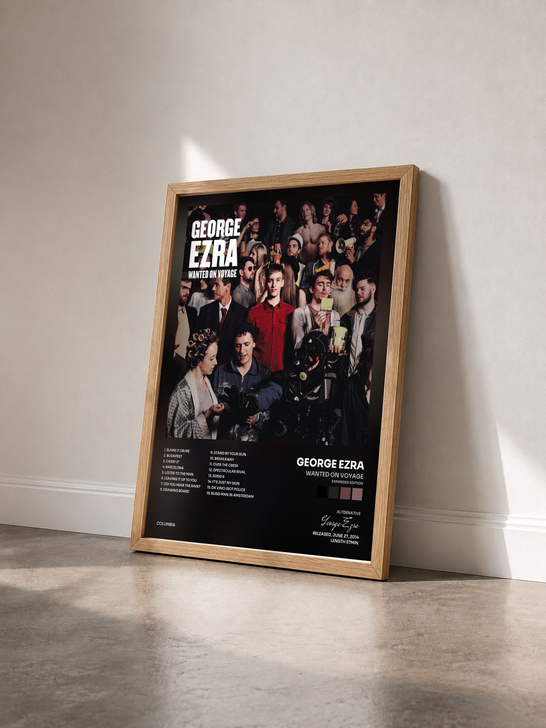 #bois Tableau de l'album Wanted on Voyage (Expanded Edition) de George Ezra vu de trois quarts, cadre en bois brut
