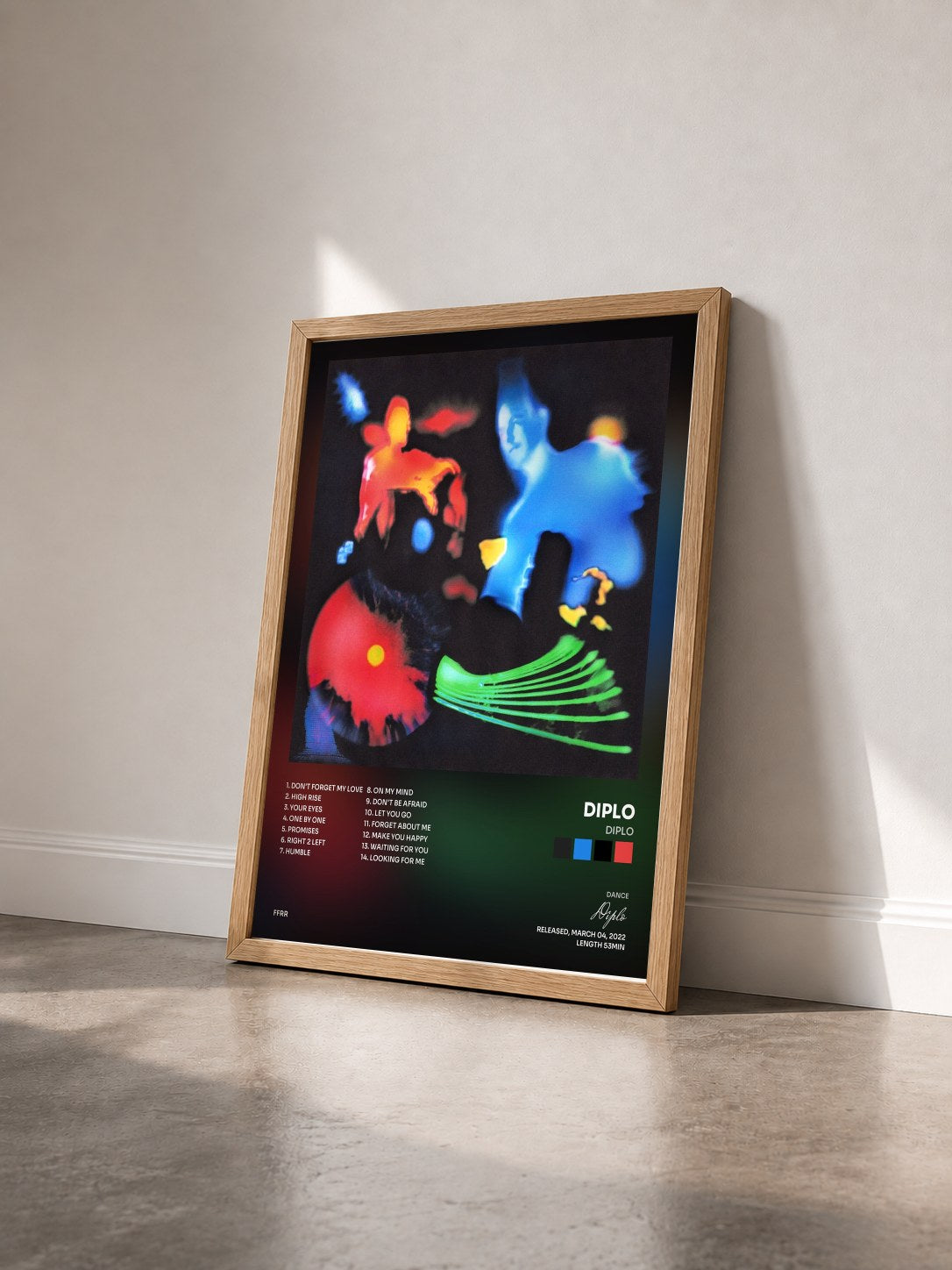 #bois Tableau de l'album Diplo de Diplo vu de trois quarts, cadre en bois brut