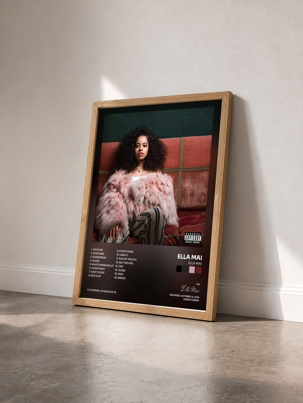 #bois Tableau de l'album Ella Mai de Ella Mai vu de trois quarts, cadre en bois brut