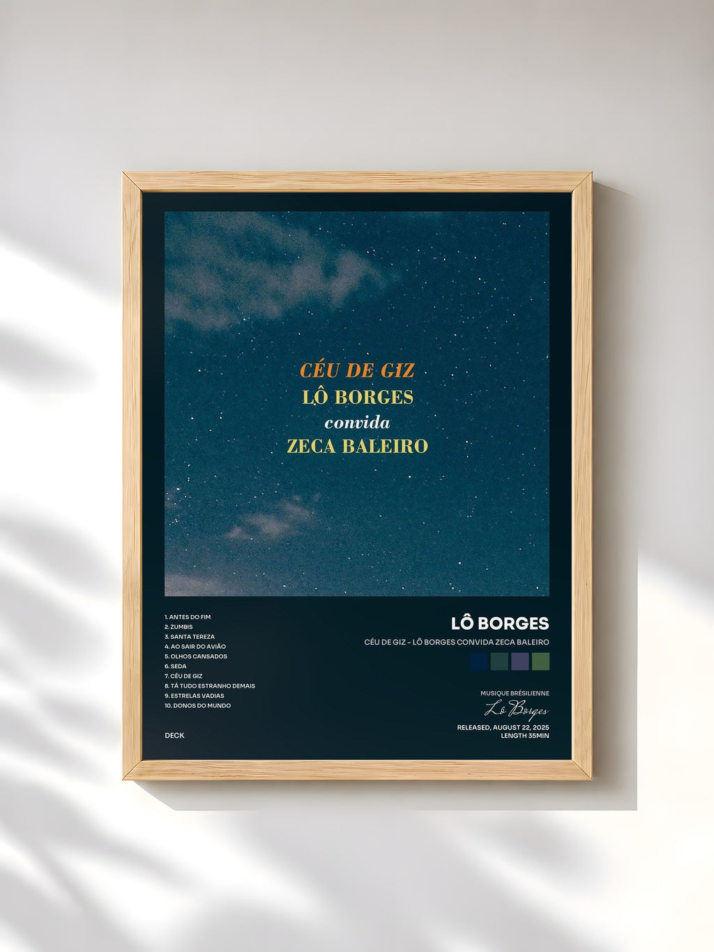 #bois Tableau de l'album Céu de Giz - Lô Borges Convida Zeca Baleiro de Lô Borges, cadre en bois brut, imprimé et encadré en France