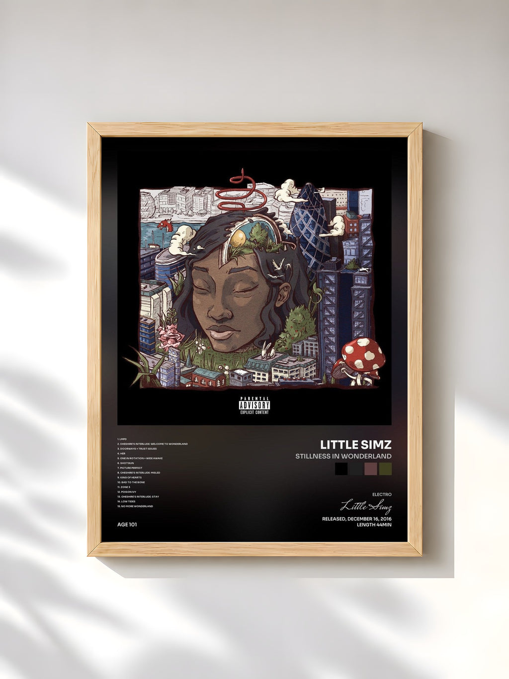 #bois Tableau de l'album Stillness in Wonderland de Little Simz, cadre en bois brut, imprimé et encadré en France