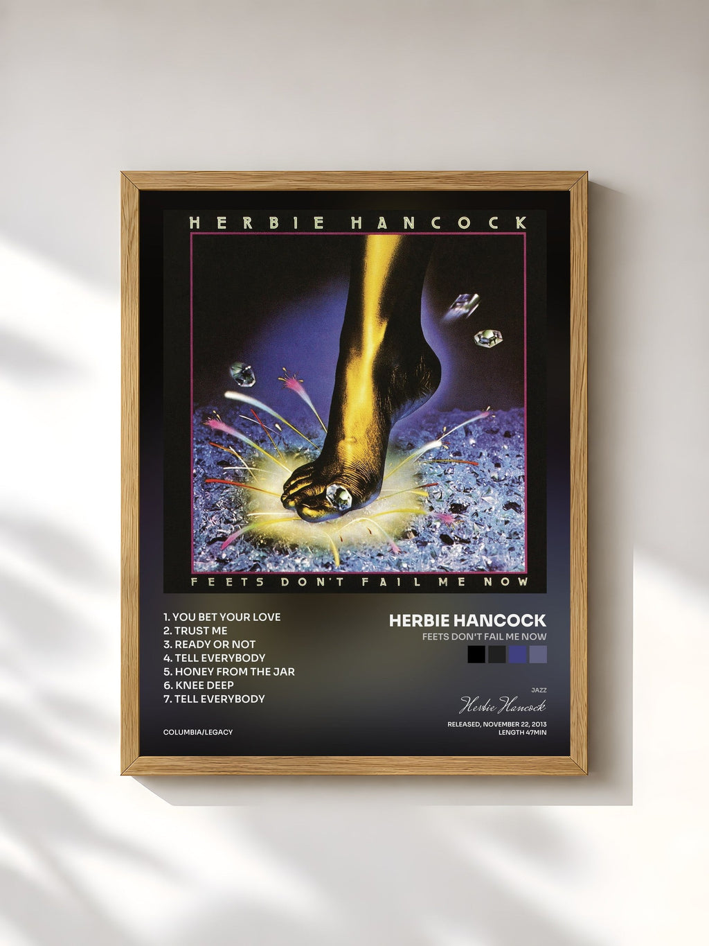 #bois Tableau de l'album Feets Don't Fail Me Now de Herbie Hancock, cadre en bois brut, imprimé et encadré en France