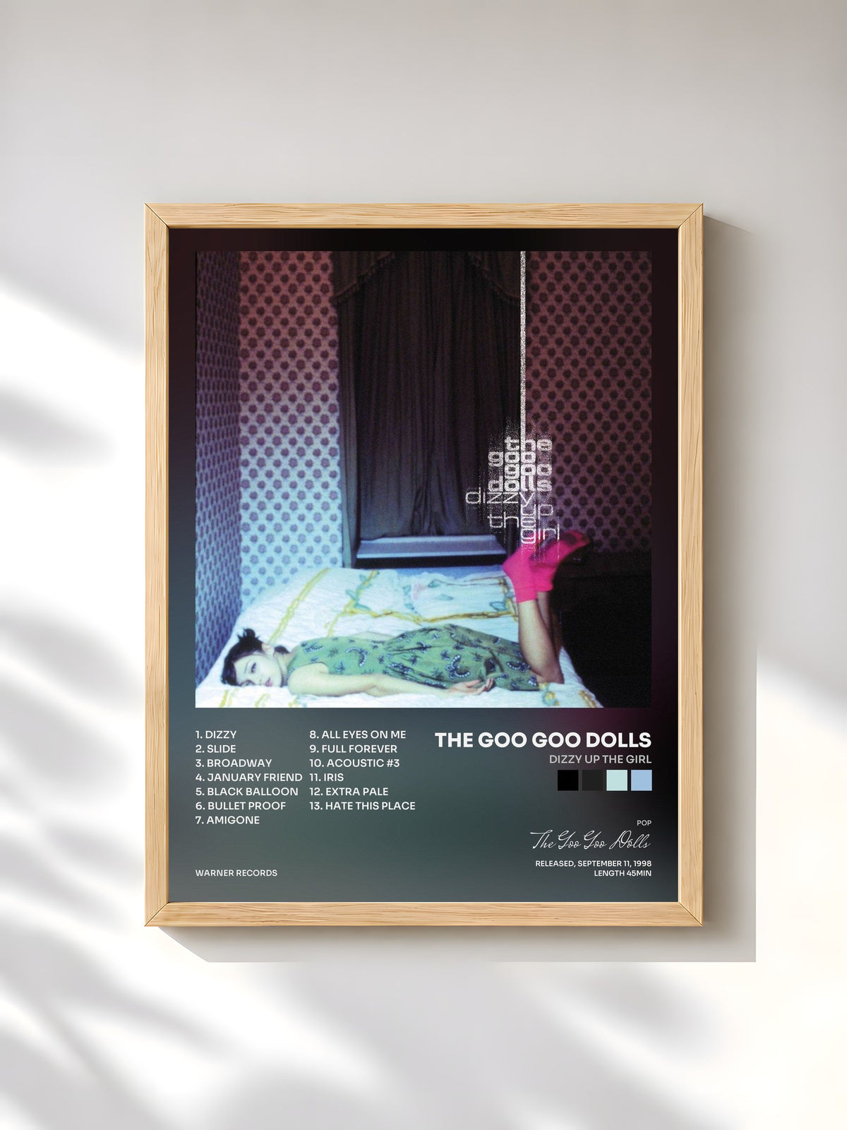 #bois Tableau de l'album Dizzy up the Girl de The Goo Goo Dolls, cadre en bois brut, imprimé et encadré en France
