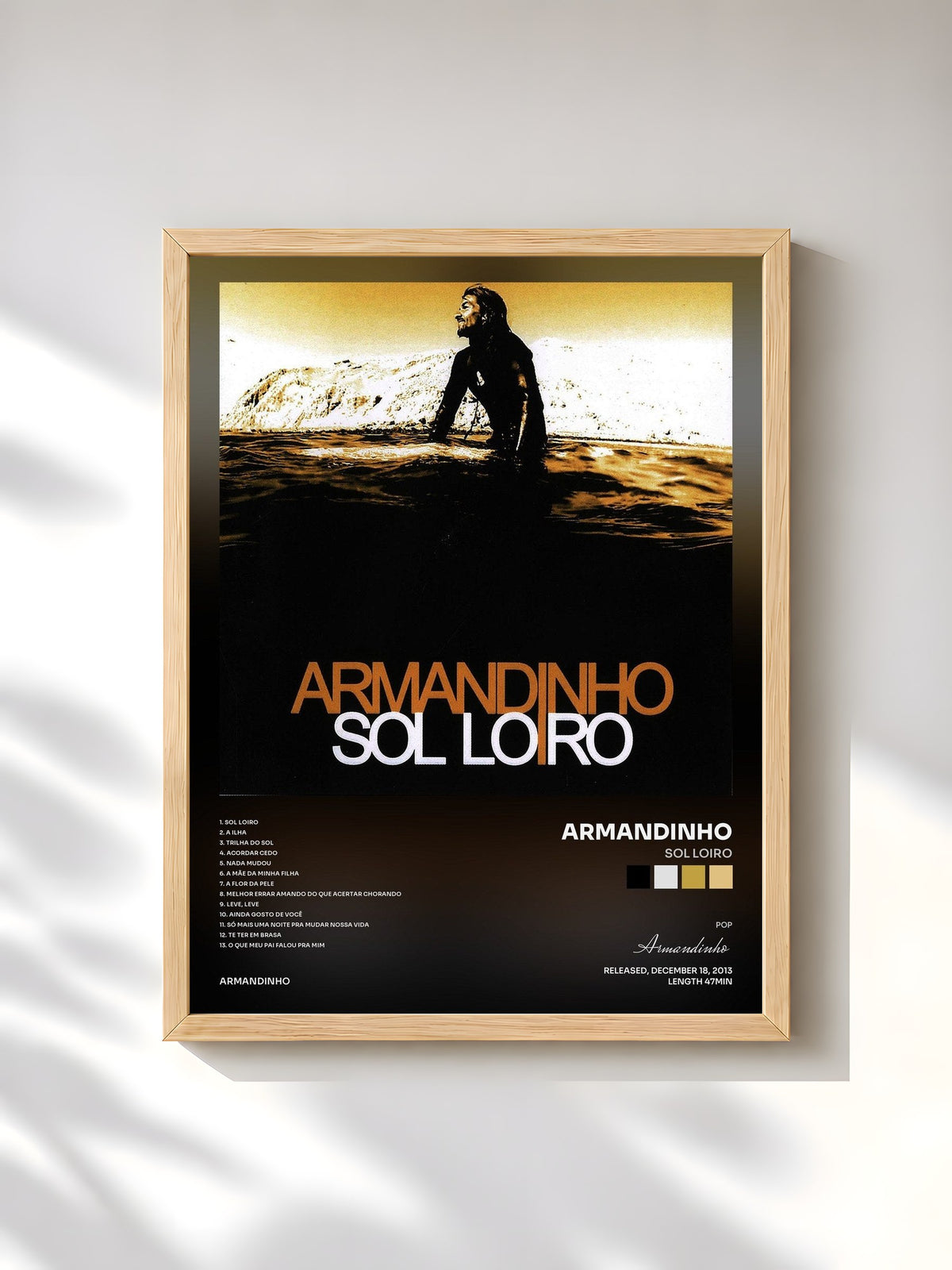 #bois Tableau de l'album Sol Loiro de Armandinho, cadre en bois brut, imprimé et encadré en France