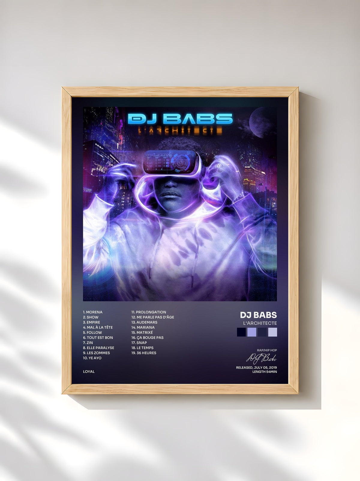 #bois Tableau de l'album L'architecte de DJ Babs, cadre en bois brut, imprimé et encadré en France
