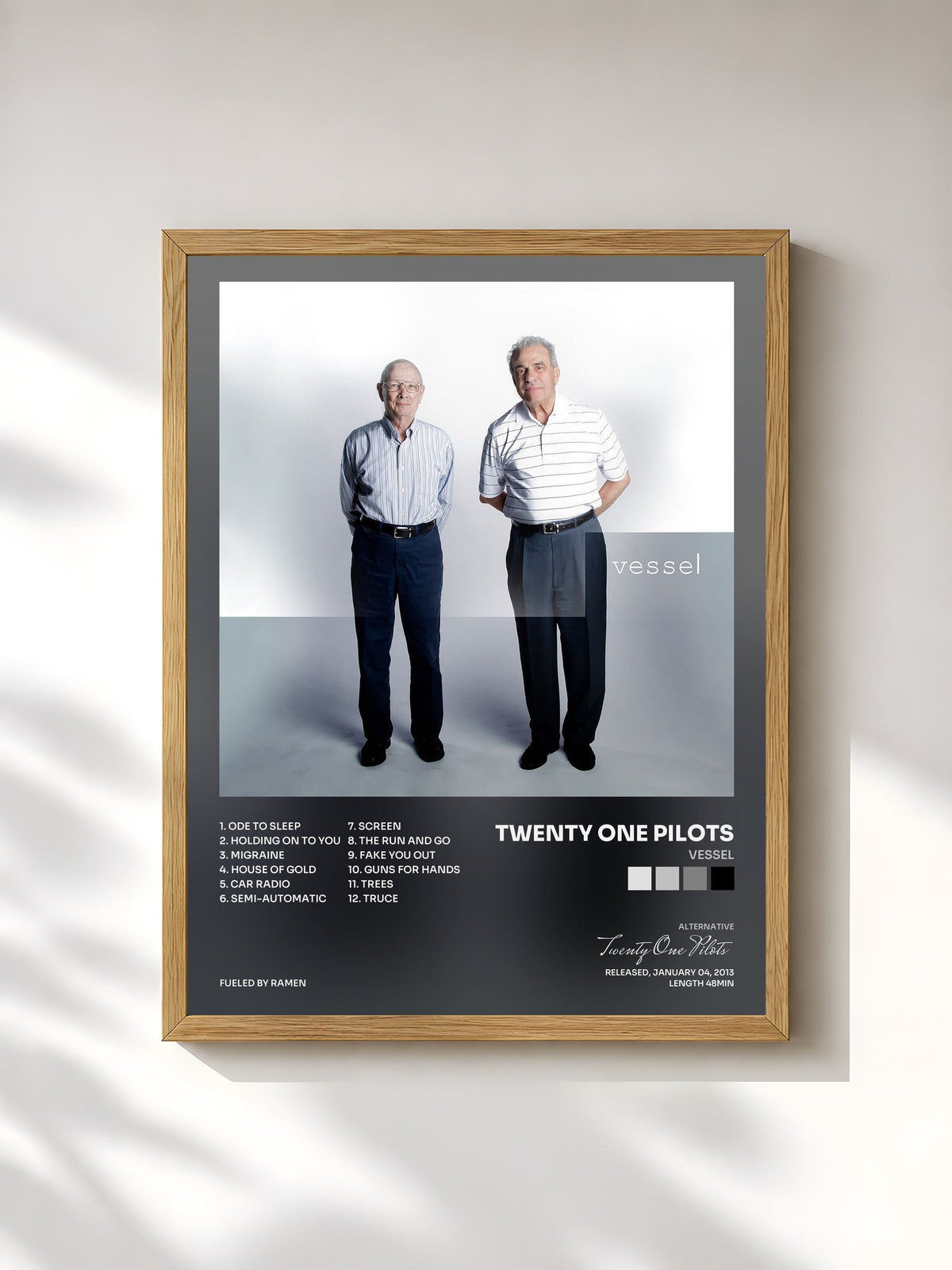 #bois Tableau de l'album Vessel de Twenty One Pilots, cadre en bois brut, imprimé et encadré en France