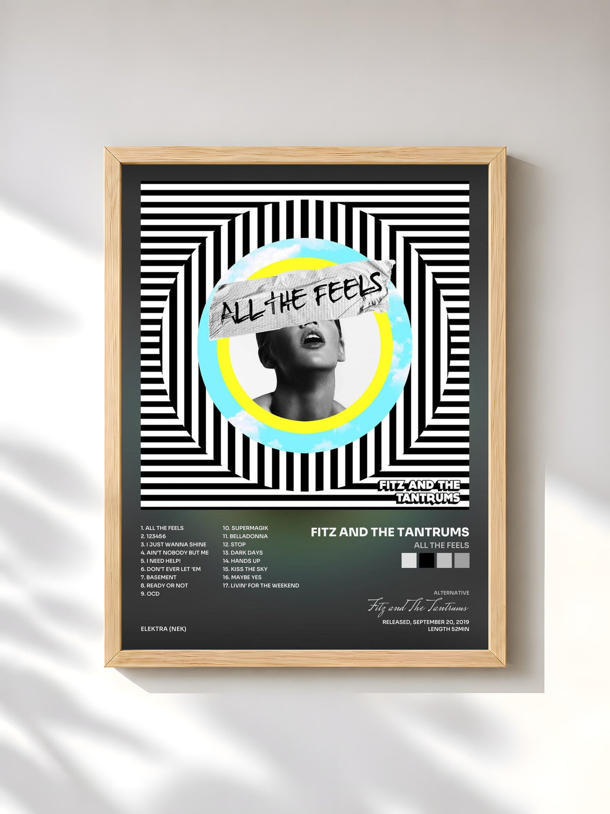 #bois Tableau de l'album All the Feels de Fitz and The Tantrums, cadre en bois brut, imprimé et encadré en France