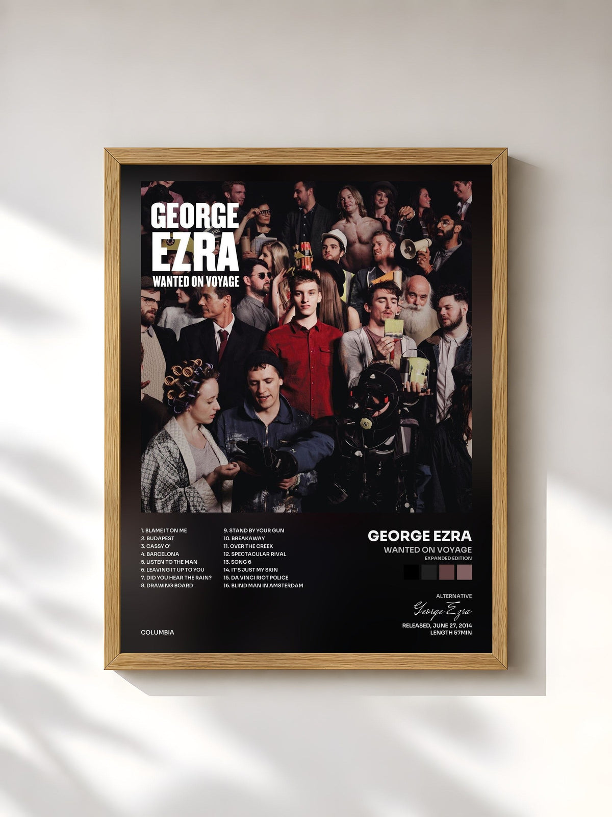 #bois Tableau de l'album Wanted on Voyage (Expanded Edition) de George Ezra, cadre en bois brut, imprimé et encadré en France