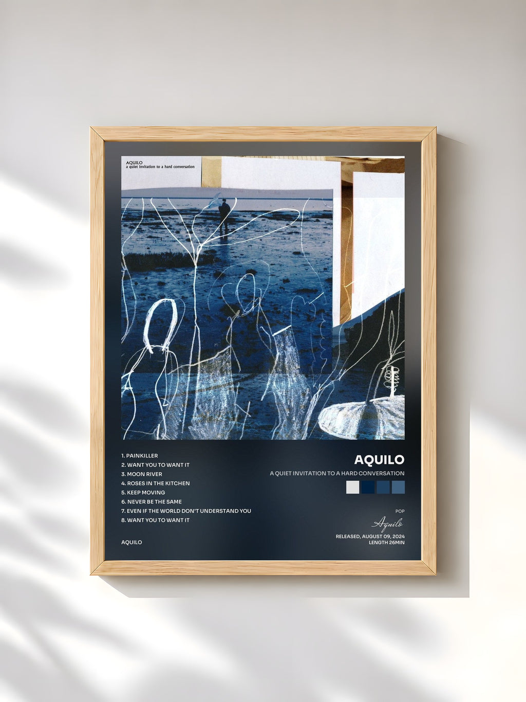 #bois Tableau de l'album A Quiet Invitation To A Hard Conversation de Aquilo, cadre en bois brut, imprimé et encadré en France