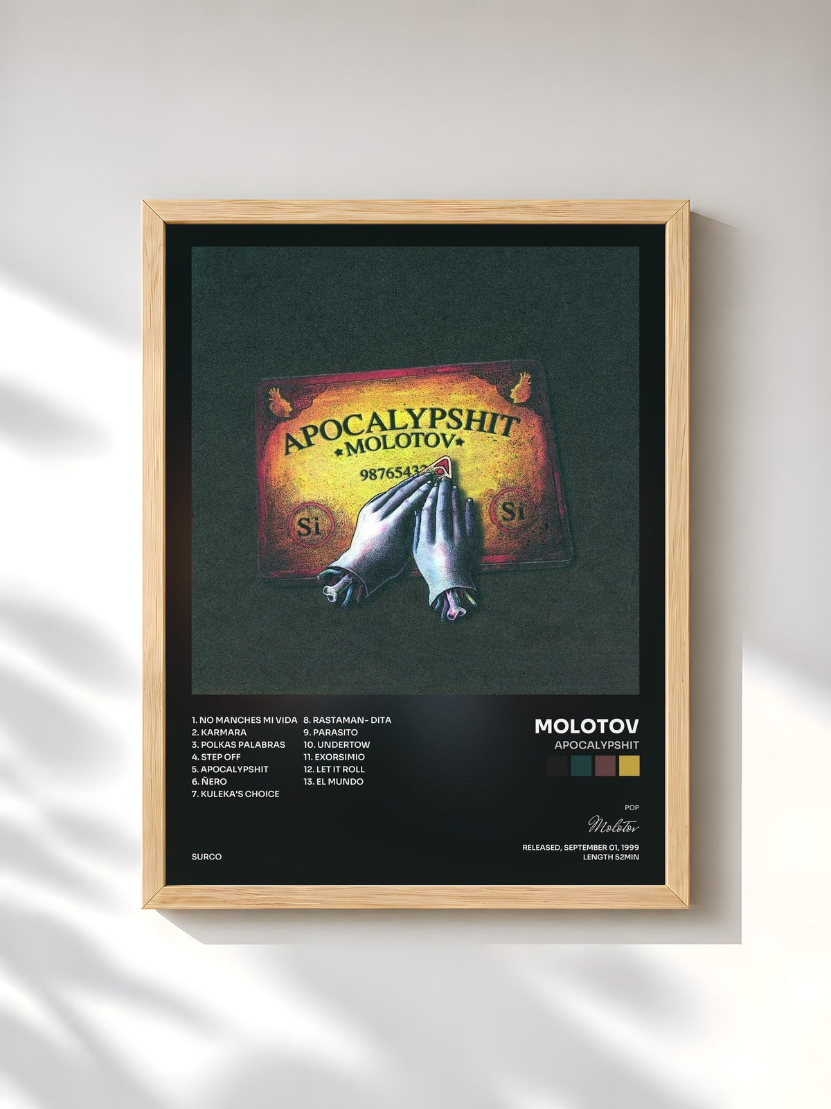 #bois Tableau de l'album Apocalypshit de Molotov, cadre en bois brut, imprimé et encadré en France