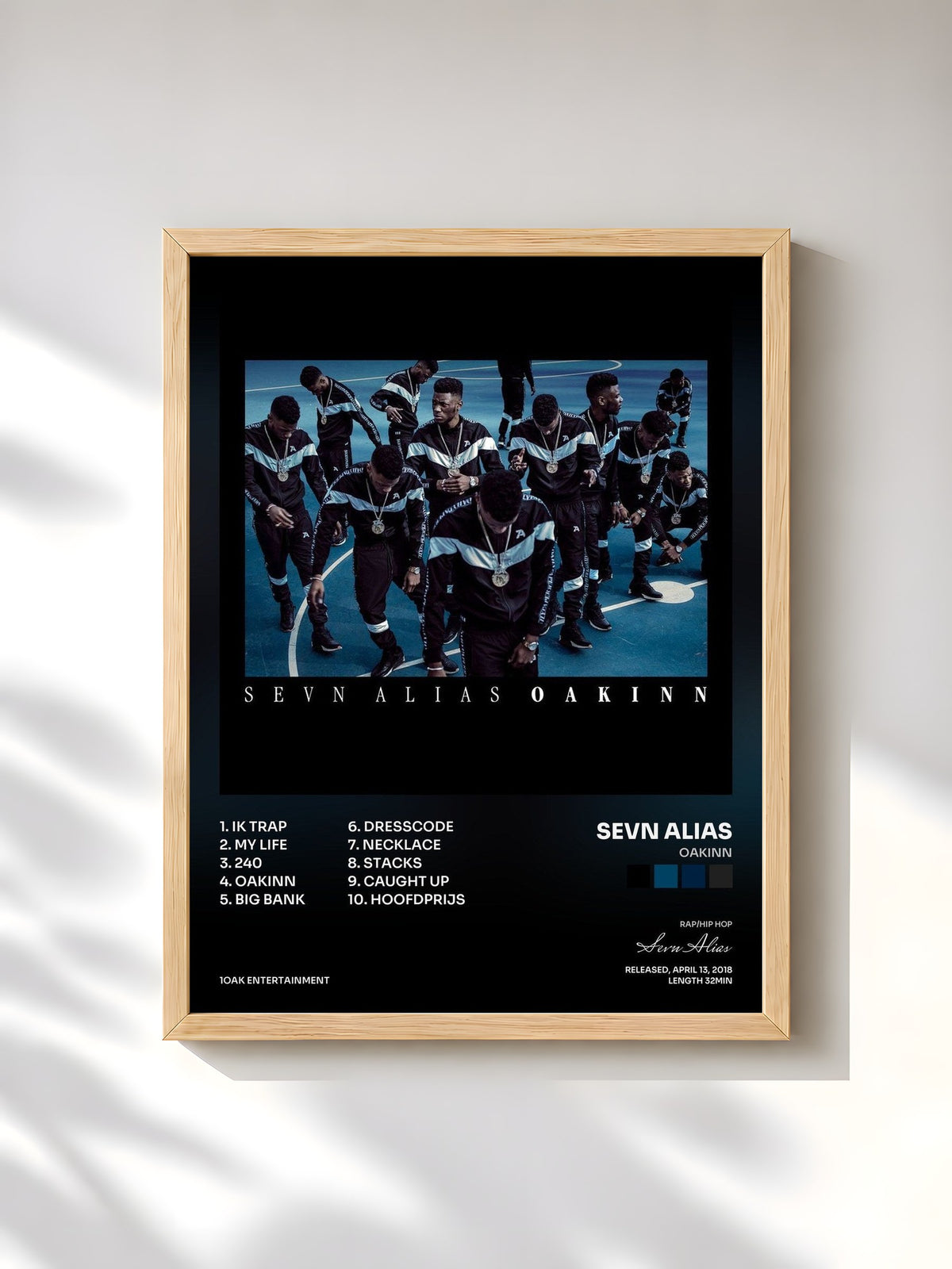 #bois Tableau de l'album OAKINN de Sevn Alias, cadre en bois brut, imprimé et encadré en France