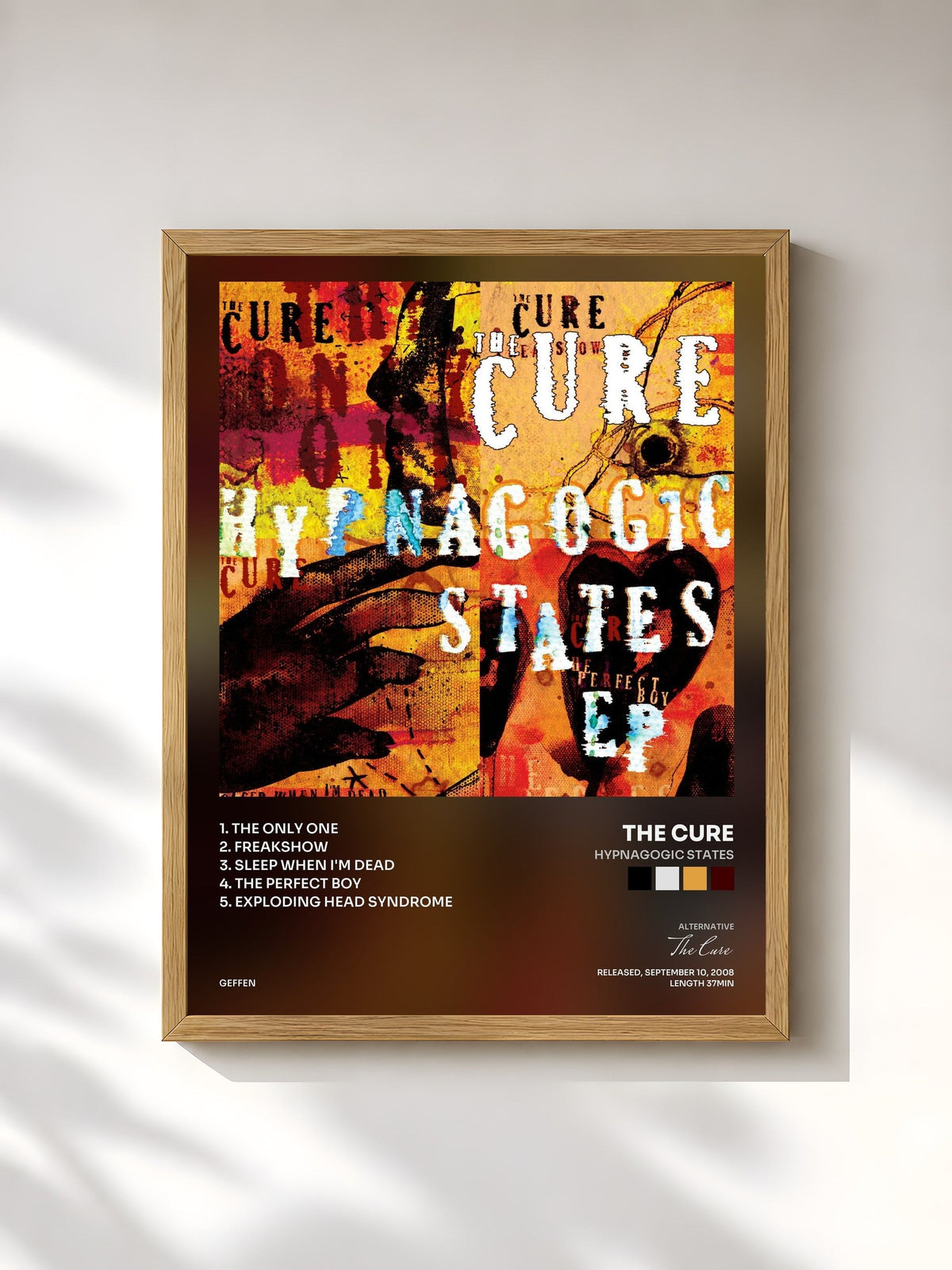 #bois Tableau de l'album Hypnagogic States de The Cure, cadre en bois brut, imprimé et encadré en France