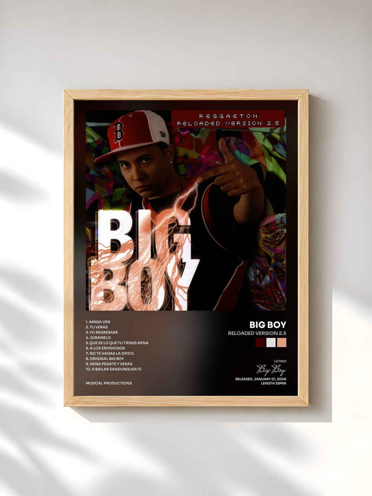 #bois Tableau de l'album Reloaded Version 2.5 de Big Boy, cadre en bois brut, imprimé et encadré en France