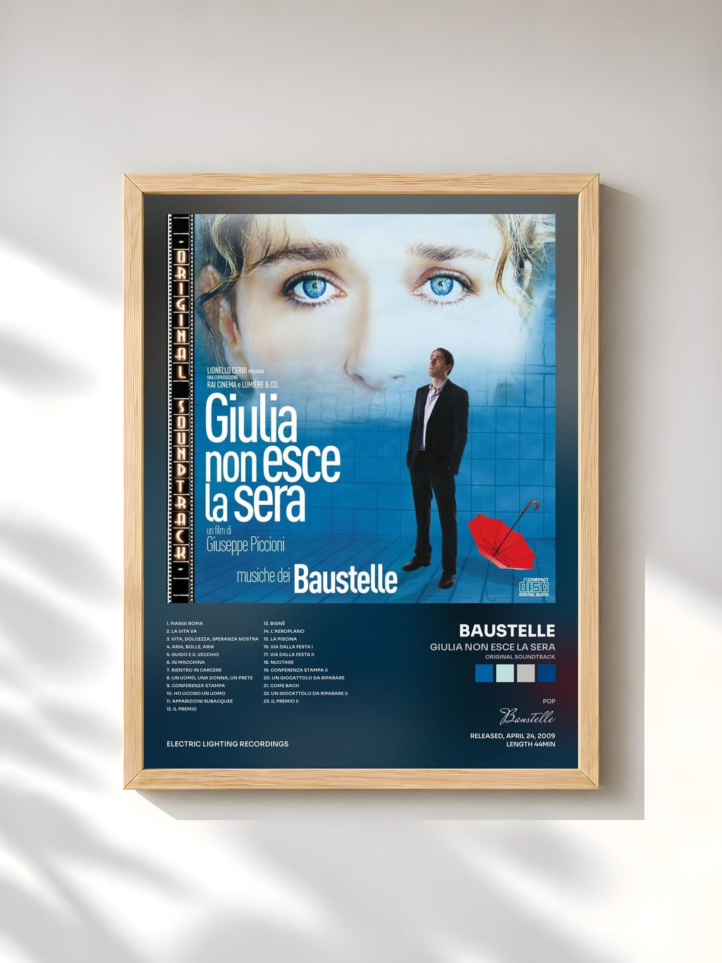 #bois Tableau de l'album Giulia non esce la sera (Original Soundtrack) de Baustelle, cadre en bois brut, imprimé et encadré en France