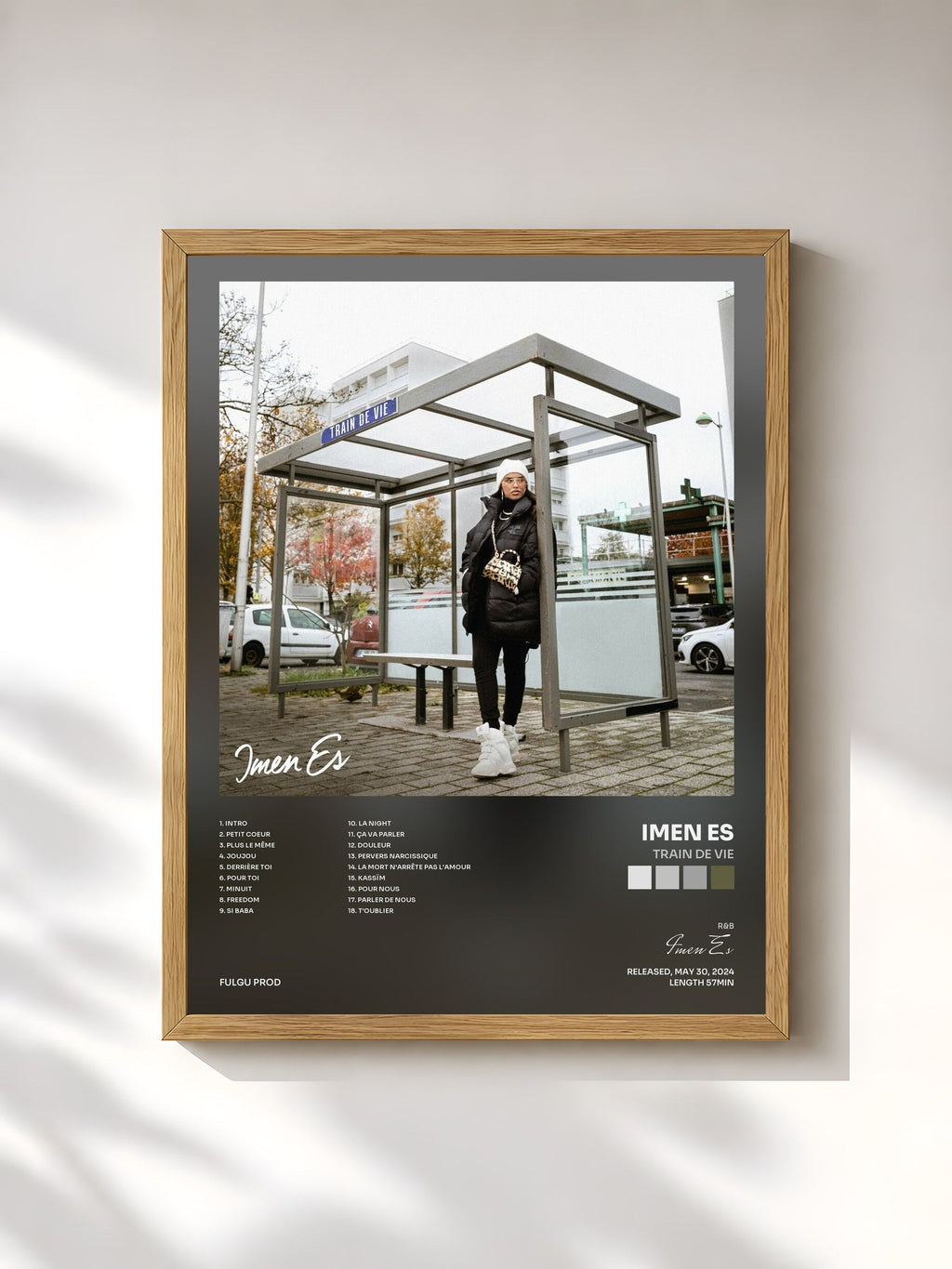 #bois Tableau de l'album Train de vie de Imen Es, cadre en bois brut, imprimé et encadré en France