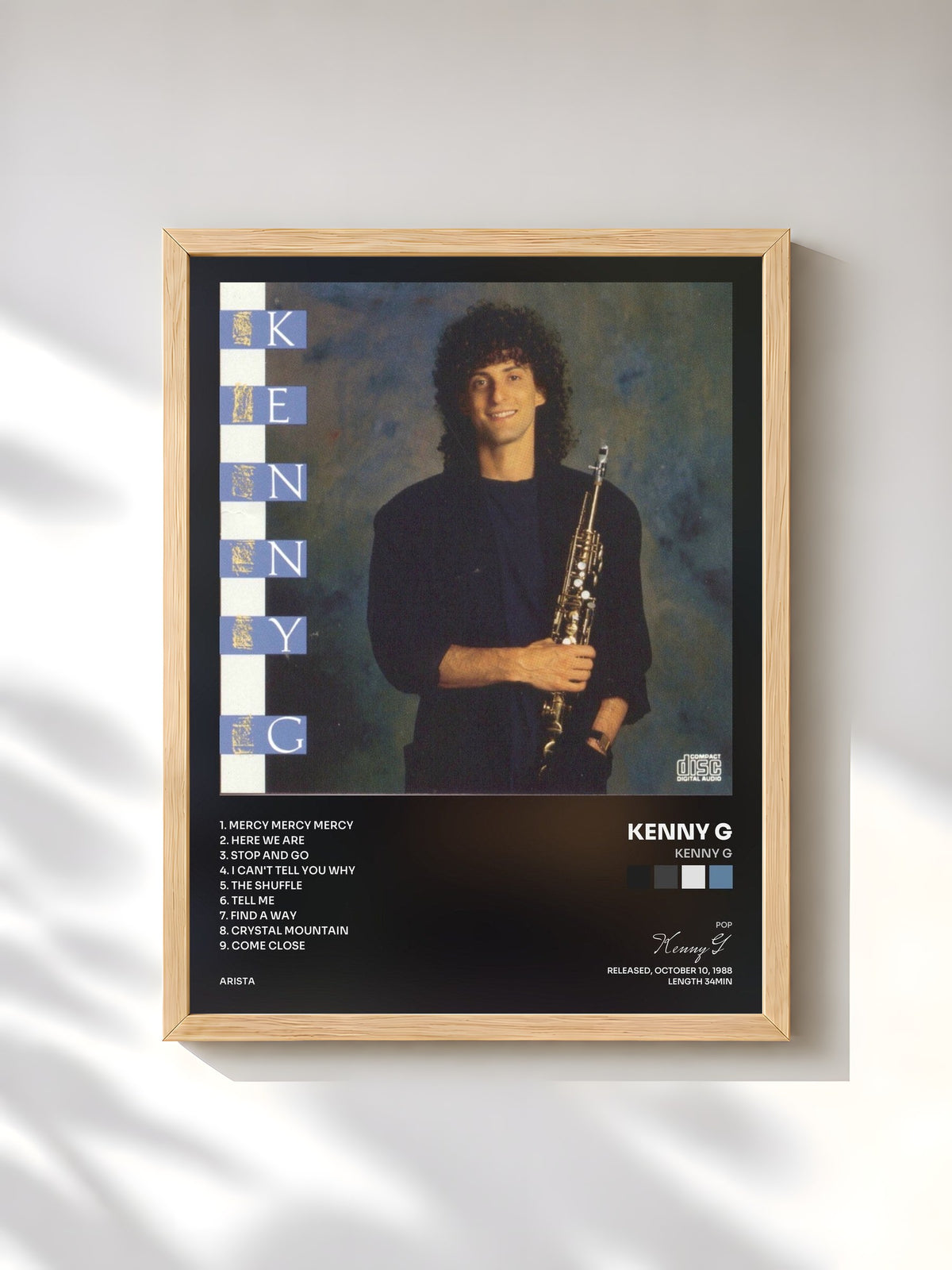 #bois Tableau de l'album Kenny G de Kenny G, cadre en bois brut, imprimé et encadré en France
